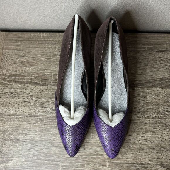 Logo Lori Goldstein Purple Snake Leather Kate Block Heel Pumps 10M- NWB - Picture 11 of 11